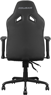 cougar-fusion-s-black-rear-view Cougar Fusión S Black - Silla Gaming, Base de Acero, Altura Ajustable, Soporte Lumbar, Soporte para Cuello, Apoyabrazos 2D