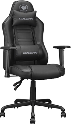 cougar-fusion-s-black-right-view Cougar Fusión S Black - Silla Gaming, Base de Acero, Altura Ajustable, Soporte Lumbar, Soporte para Cuello, Apoyabrazos 2D